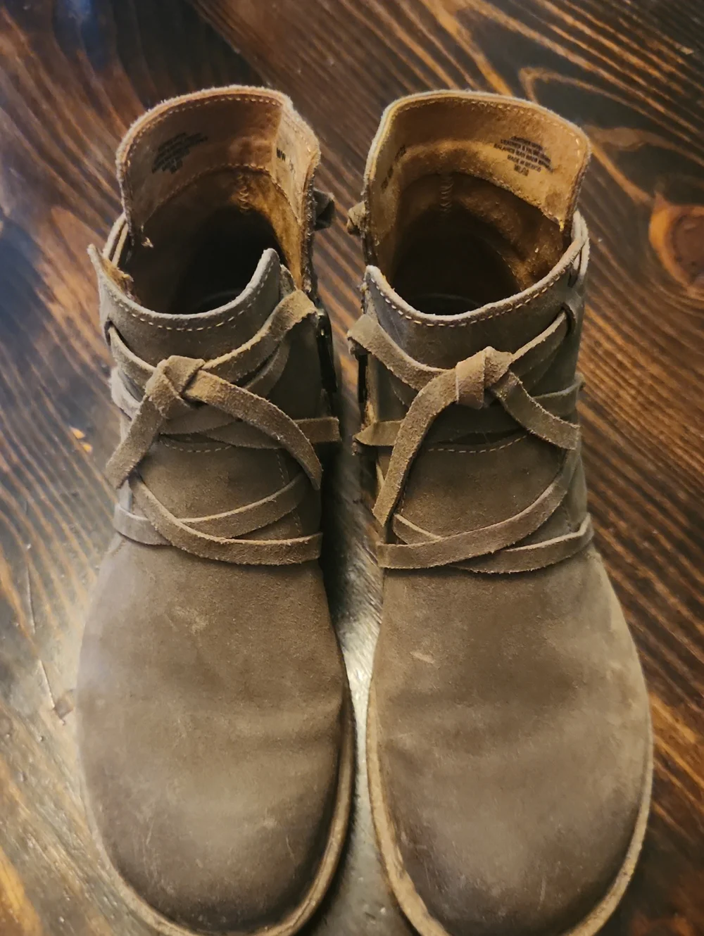 Born Women's Brown Suede Ankle Boots with Wrap Laces